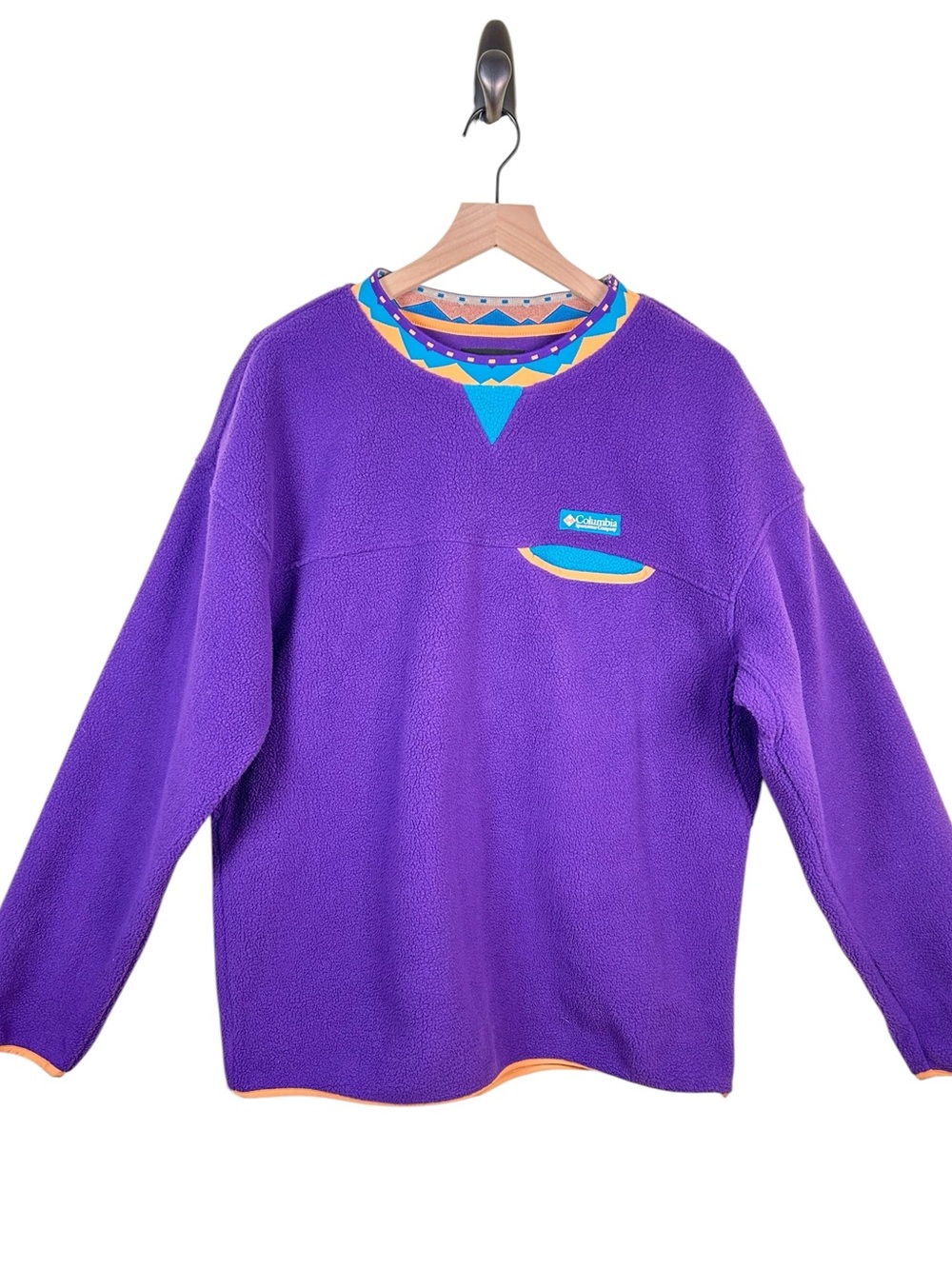 VTG Y2K COLUMBIA Purple Fleece Pullover Womens L Oversized Gorpcore Southwest